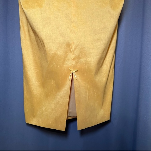 Badgley Mischka Strapless Yellow Cocktail Party Wedding Guest Dress Size - Picture 10 of 10